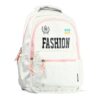 Fashion Edge School Backpack - White with Pink Zipper