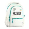 Fashion Edge School Backpack - White with Green Zipper